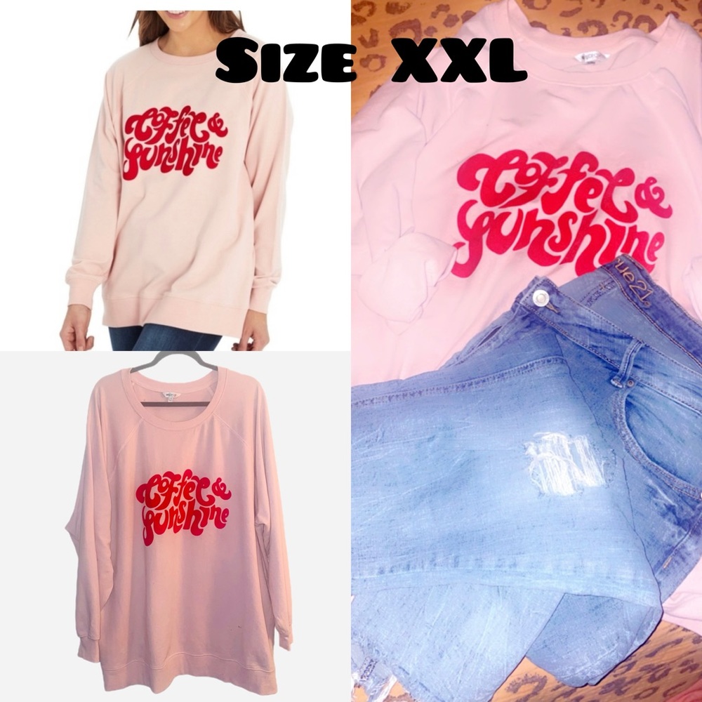 WILDFOX Coffee & Sunshine Sweatshirt. Plus Size Graphic Crewneck. Size XXL.